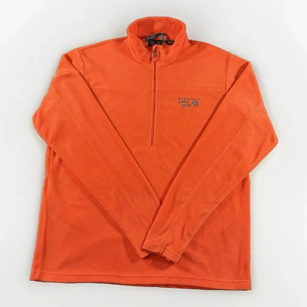 Mountain Hardwear 1/4 Zip Fleece Pullover Orange Mens Medium Jacket